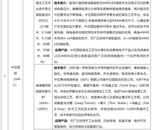 国内主流集成电路代工厂工艺特征及节点分析